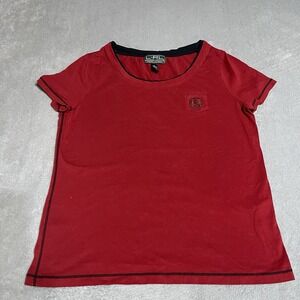Vintage Y2K Ralph Lauren LRL‎ Active Shirt Womens Large Red Short Sleeve Pocket
